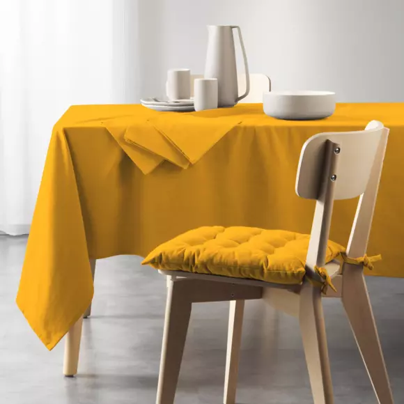 Coussin de chaise coton recyclé Mistral Jaune moutarde 3