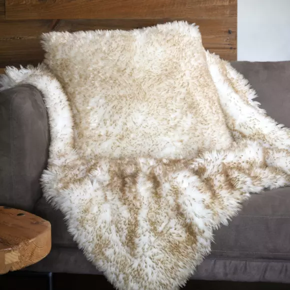 Coussin carré fausse fourrure (50 cm) Kingston Beige