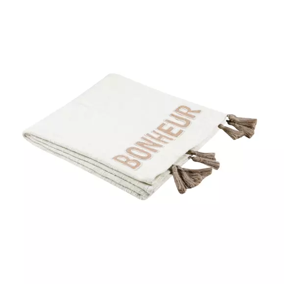 Jeté de canapé coton (150 cm) Maison Ecru 3