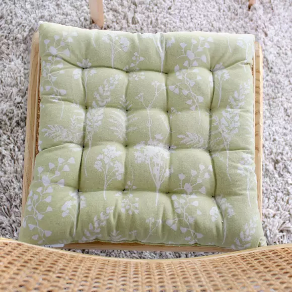 Cojín de silla cuadrado Herbier Verde tilo 2