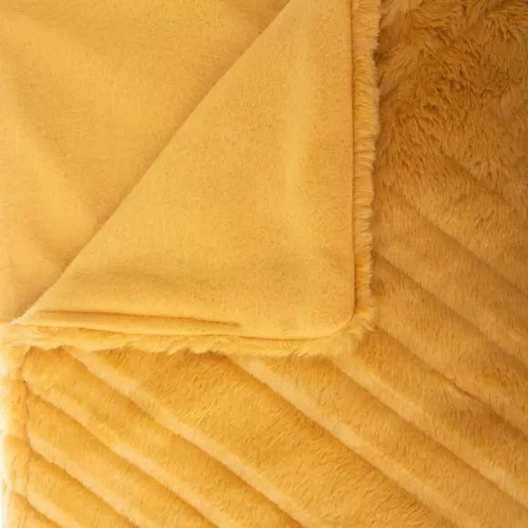 Plaid doux (160 cm) 3D Géo Jaune ocre 3