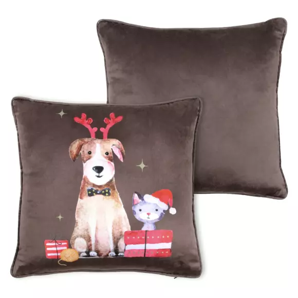Coussin carré (40 cm) Joyeux Marron chocolat 3