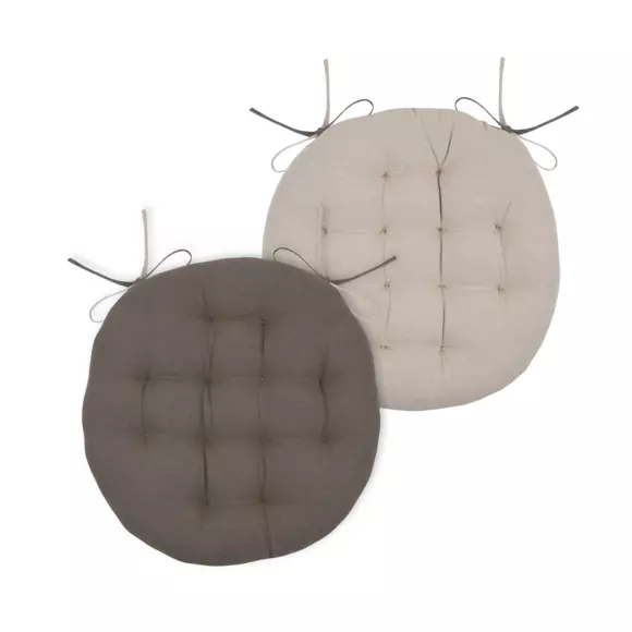 Coussin de chaise rond Duo Taupe