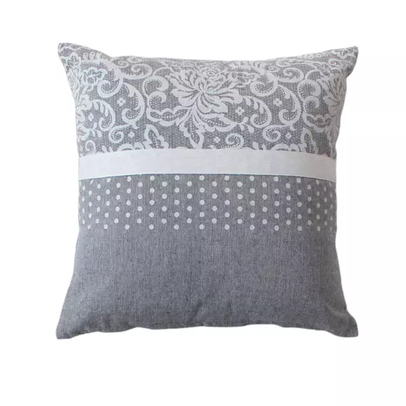 Coussin carré coton recyclé (40 cm) Elisa Gris clair 3