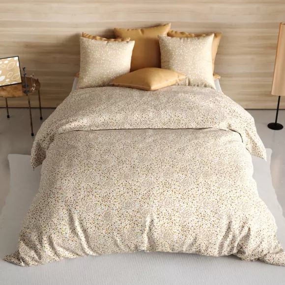 Housse de couette et deux taies coton (260 cm) Hanabi Marron 3