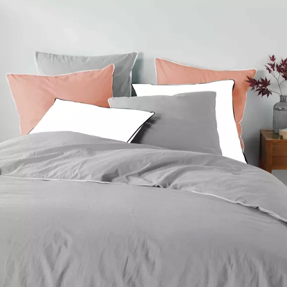 Lenzuolo con angoli cotonee lavato (140 cm) Linette Grigio 3