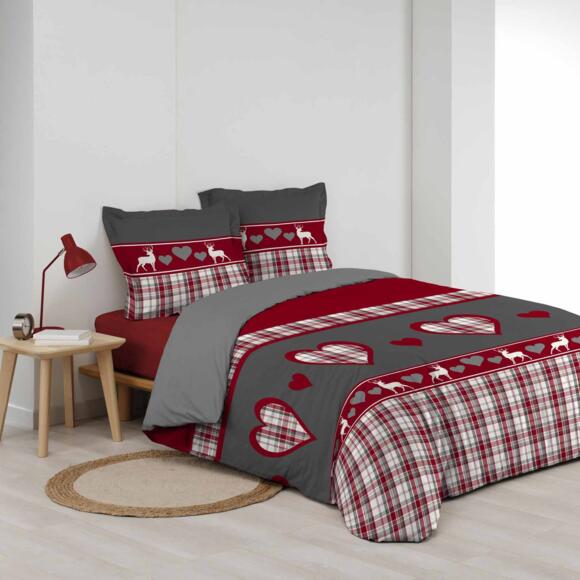 Bettbezug & 2 Kopfkissenbezüge Baumwolle (240 cm) Suzon Rot 2