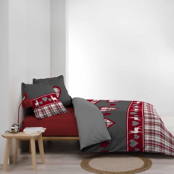 Bettbezug & 2 Kopfkissenbezüge Baumwolle (240 cm) Suzon Rot 3