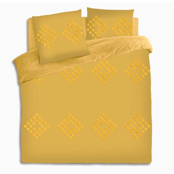 Funda nórdica y dos fundas para almohadones algodón lavado (240 cm) Moura Amarillo ocre 3