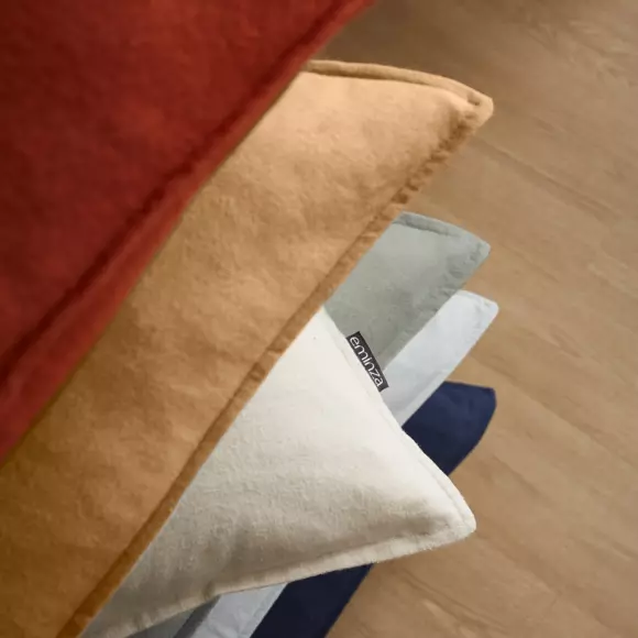 Quadratischer Kopfkissenbezug aus Flanell (63 cm) Théa Beige 8
