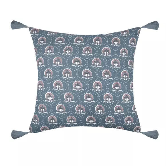 Coussin carré gaze de coton (40 cm) Sunda Bleu indigo