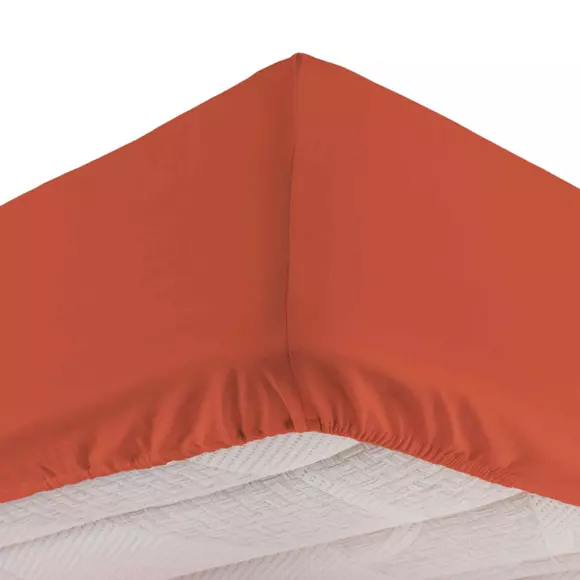Drap housse coton lavé (160 cm) Linette Terracotta 2