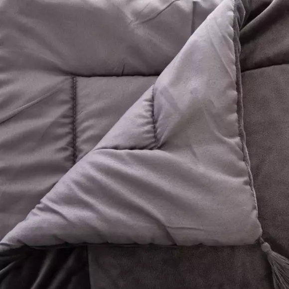 Edredon velours (80 x 180 cm) Slow Gris 2