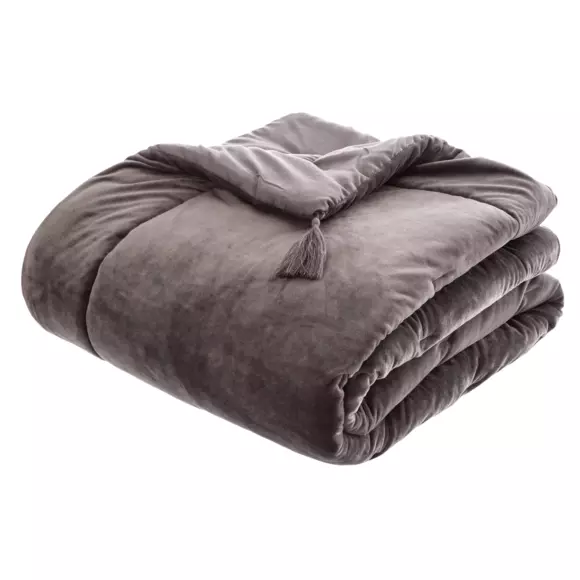 Edredon velours (80 x 180 cm) Slow Gris 3