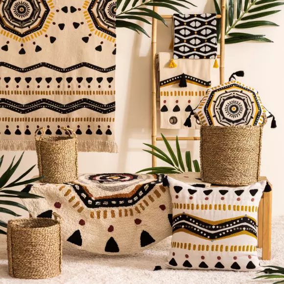 Coussin rond coton (43 cm) Tribal Multicolore