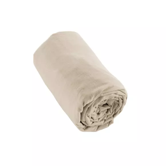 Sábana bajera en franela de algodón (160 cm) Théa Beige 2