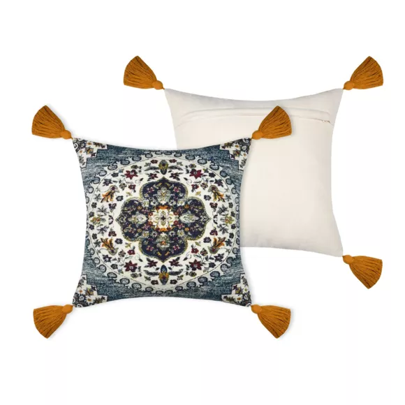 Coussin carré (40 cm) Bombay Bleu 4