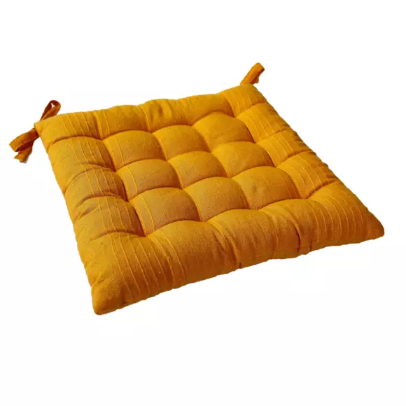 Coussin de chaise carré Bombay Jaune moutarde 3