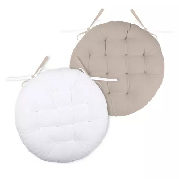 Coussin de chaise rond Duo Ecru 2