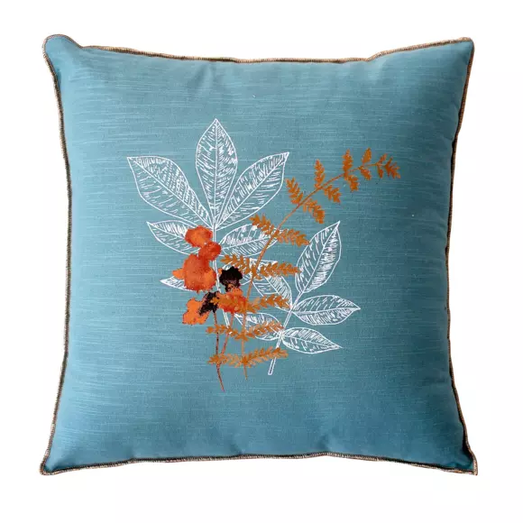 Coussin carré (40 cm) Vegetalis motif Bleu lagon 3