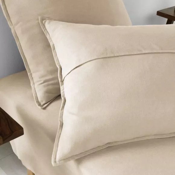 Taie d'oreiller rectangulaire flanelle de coton (70 cm) Théa Beige 3
