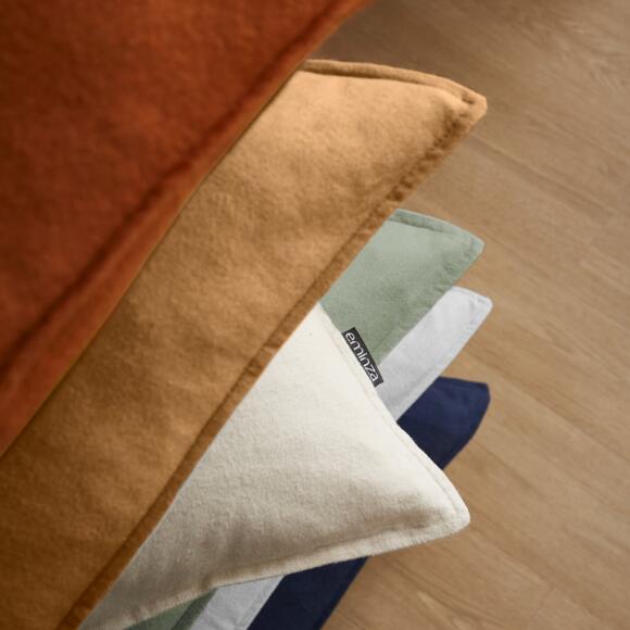 Funda de almohada rectangular en franela de algodón (70 cm) Théa Beige 8