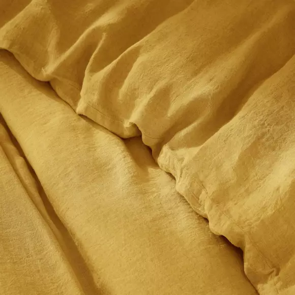 Bettbezug aus gewaschenem Leinen (240 cm) Louise Honiggelb 3