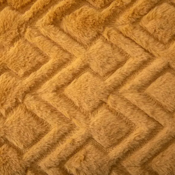 Plaid fausse fourrure (160 cm) Mara Jaune ocre 3