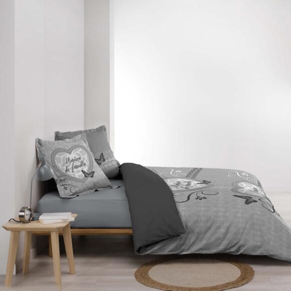 Funda Nórdica y dos fundas de almohada en algodón (240 cm) Family Home Gris 3
