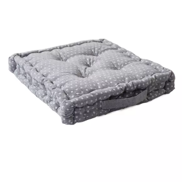 Coussin de sol carré coton recyclé (40 cm) Elisa Gris clair 3