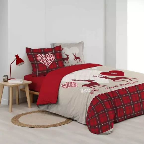 Funda Nórdica y dos fundas para almohadas algodón (240 cm) Heidi Rojo 3