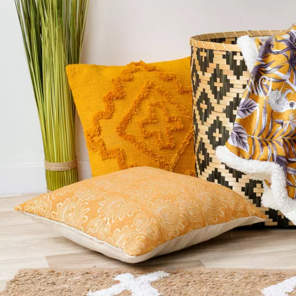 Housse de coussin carrée (40 cm) Nila Jaune ocre 2