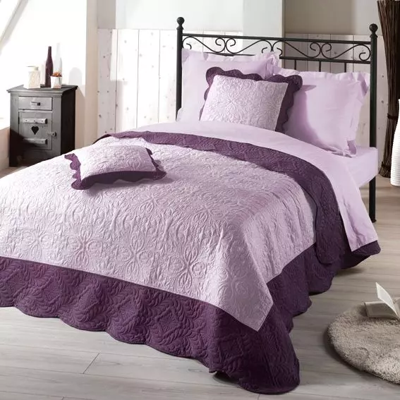 Housse de coussin boutis carrée (60 cm) Edana Prune 2