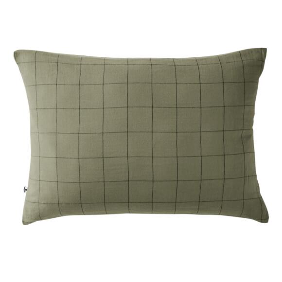 Funda de almohada rectangular en gasa de algodón (70 cm) Gaïa Match Verde  romero 2