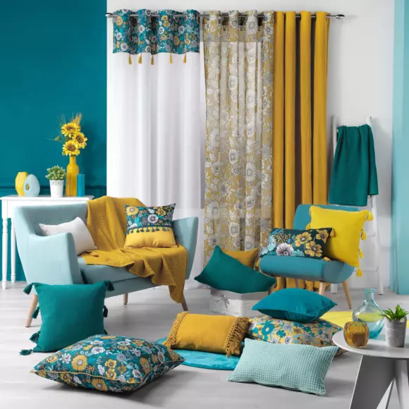 Coussin carré (45 cm) Tasselina Jaune 2
