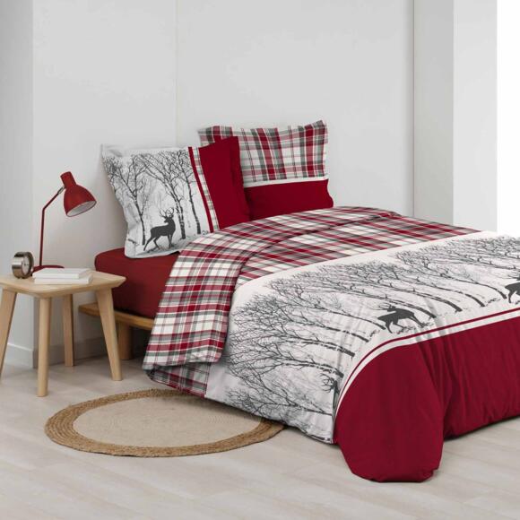 Funda Nórdica y dos fundas de almohada en algodón (240 cm) Hivernal Rojo 3
