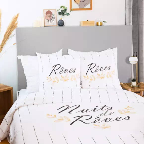 Funda nórdica y dos fundas de almohadones algodón (260 cm) Rêves Blanco 2