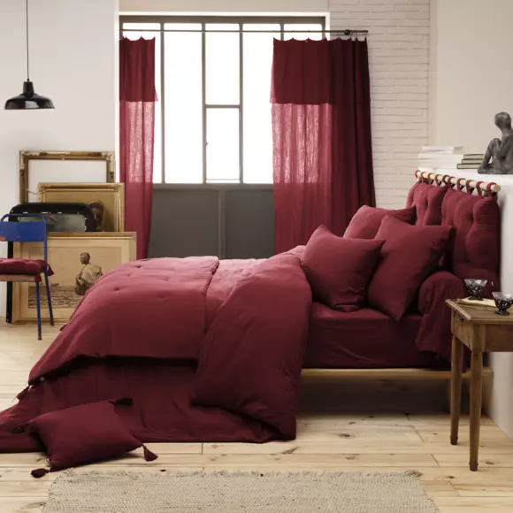 Funda para almohada rectangular en gasa de algodón (L70 cm) Gaïa Burdeos 3