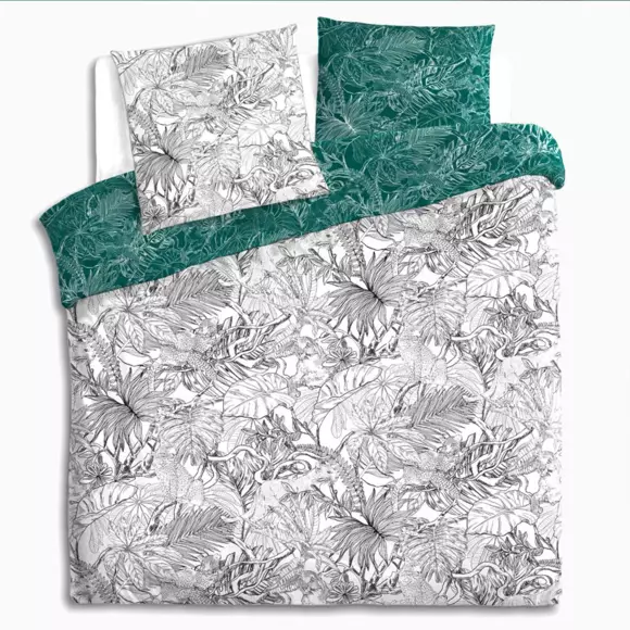 Funda nórdica y dos fundas para almohadones (260 cm) Jungle Negro y blanco 127