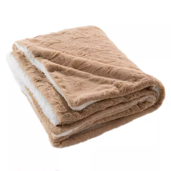 Plaid fausse fourrure (220 cm) Foxy Taupe