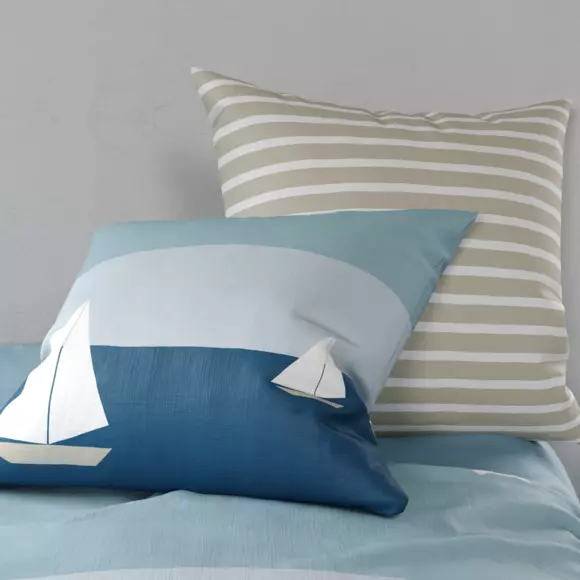 Housse de couette et deux taies coton (260 cm) Regate Bleue 3