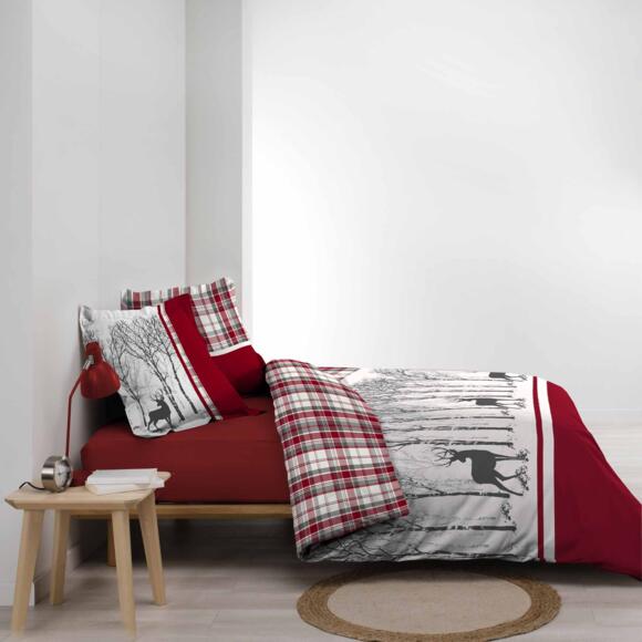 Funda Nórdica y dos fundas de almohada en algodón (260 cm) Hivernal Rojo 2