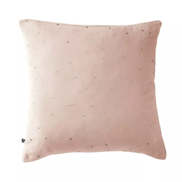 Taie d'oreiller carrée gaze de coton (60 cm) Gaïa Chic Rose poudré 2