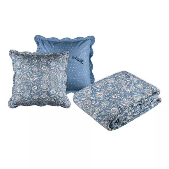 Couvre-lit et taies d'oreiller (260 x 240 cm) Julianne Bleu 2