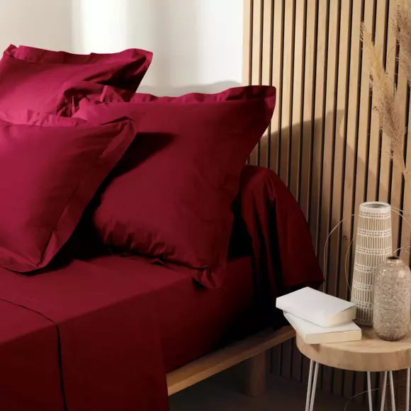 Funda de almohada rectangular en algodón bio (70 cm) Biolina Burdeos 3