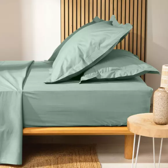 Drap housse coton bio (180 cm) Biolina Vert sauge 2