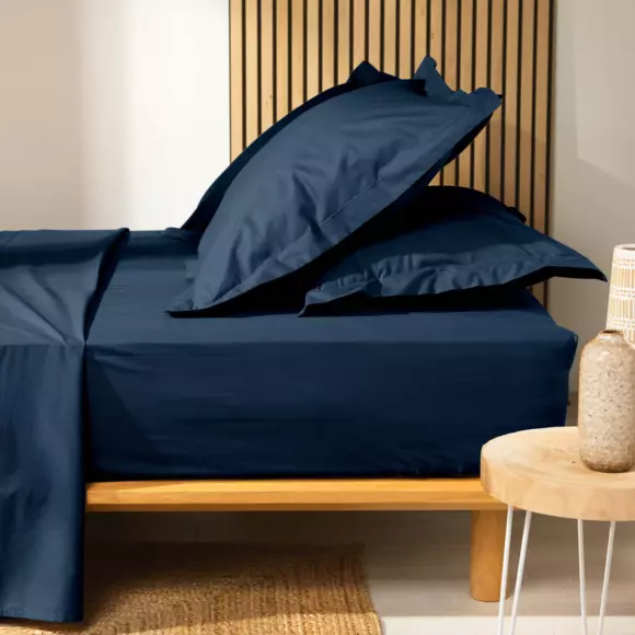 Sábana bajera en algodón bio (140 cm) Biolina Azul noche 2