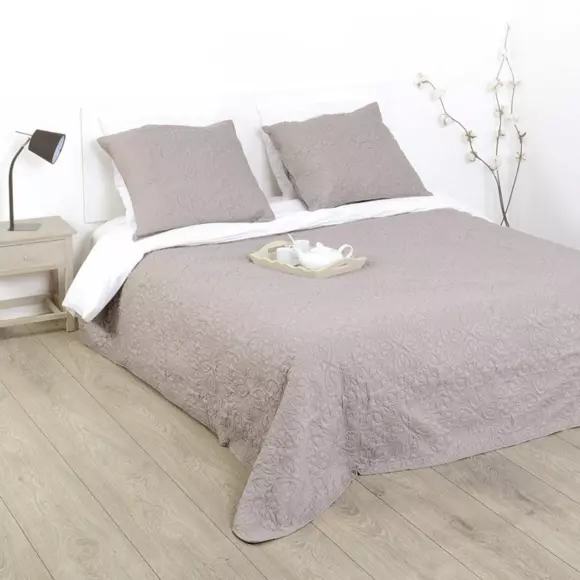 Boutis et taies d'oreiller (240 x 260 cm) Arabesque Taupe 2