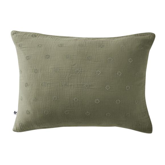 Funda de almohada rectangular de en gasa de algodón  (70 cm) Gaïa Boho Verde romero 2