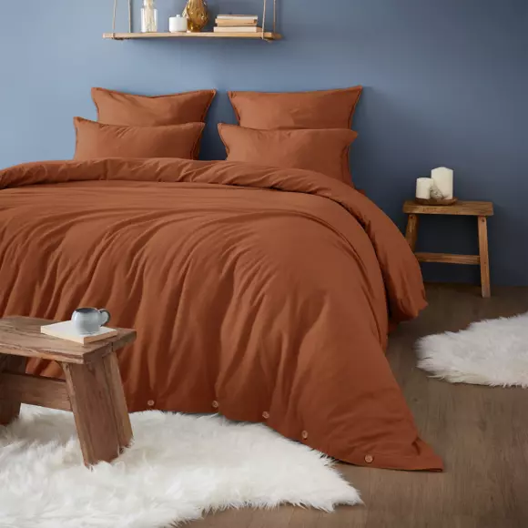 Hoeslaken flanel (180 cm) Théa Terracotta 3